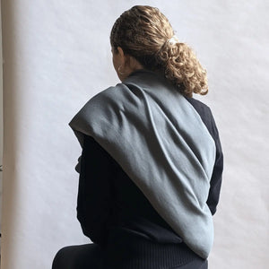 Weighted Focus Wrap with Lg Meditation Scarf hugging the models back